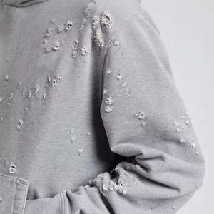 เสื้อฮู้ดโอเวอร์ไซส์ผ้าคอตตอนสีเทาแบบไม่มีสายสไตล์วินเทจผ้าคอตตอน100% ไซส์ใหญ่พิเศษ - Product Image 5