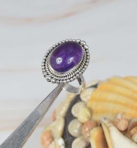 Améthyste bleue 925 bague en argent sterling bijoux faits à la main mois de février pierre de naissance forme ovale cadeau pour noël - Product Image 4