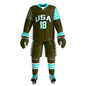 Uniformes de hockey sur glace unisexes de grande taille USA Ensembles personnalisables pour équipes et ligues d'hommes Chandail de hockey personnalisé Fournisseur en gros - Product Image 1