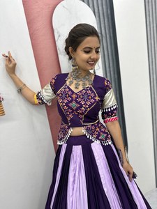 Traditional Navratri Special Purple Color Lehenga Choli In Pure Cotton <b>Fabric</b> For <b>Indian</b> Womens Wear In Festivals Occasions - Product Image 5