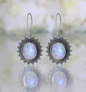 ต่างหูรูปดอกไม้มูนสโตน ชุบทอง น่ารัก รูปไข่ พลอยแท้ เงินแท้ 925 ทำมือ ของขวัญเครื่องประดับประจำเดือนมิถุนายน สำหรับผู้หญิง - Product Image 2