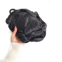 Postiche en cheveux humains naturels doux et ondulés à base de peau fine en PU pour hommes