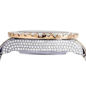 Montres mécaniques à bracelet pour unisexe, entièrement serties de diamants en moissanite ronds, cadran noir, luxe élégant - Product Image 2