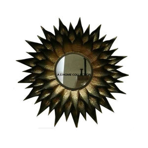 Miroir mural en aluminium plaqué argent de forme ronde en métal Texture gaufrée Design contemporain élégant Maison - Product Image 5
