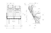 Siège de van pliable double confortable de luxe VIP de haute qualité pour passagers de bus, marque Yavuz, certifié ISO9001