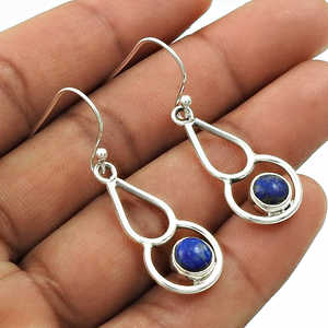 Nouveau Design 925 bijoux en argent Sterling avec pierre précieuse de Lapis naturel Look chic boucle d'oreille pour ses bijoux bohèmes faits à la main - Product Image 3