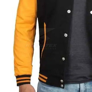 Veste pour homme de qualité supérieure avec logo personnalisé, manches longues, col montant, style Letterman, polyester/coton, séchage rapide - Product Image 6