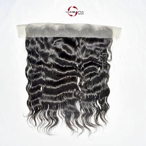 Cheveux humains cambodgiens bruts 13*6 Frontal, cuticules alignées, couleur naturelle noire, double trame machine, ondulations profondes, pour femmes - Product Image 3