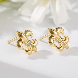 Boucles d'oreilles clous en or rose plaqué diamant Jeulia Fleur-De-Lis pour mariage - Product Image 6