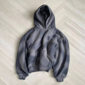 Haute qualité 500gsm poids lourd pull à capuche français Terry sweats à capuche goutte épaule sans cordes lourd surdimensionné hommes sweats à capuche - Product Image 3