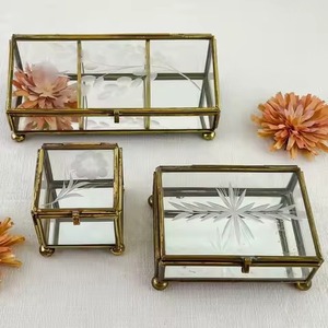 Home Jewelry Accessories Storage Display Rectangle <b>Wedding</b> <b>Keepsake</b> <b>Box</b> Modern New Arrival Clear Glass Metal - Product Image 6