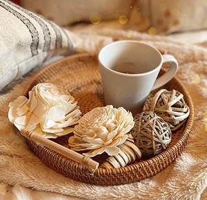 Vente en gros de plateaux à fruits ronds traditionnels en rotin naturel faits à la main de différentes tailles plateaux de service en rotin personnalisés plateaux de décoration intérieure - Product Image 5