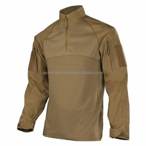 Vente en gros d'uniforme tactique respirant Chemise de combat d'assauts personnalisée T-shirt camouflage à manches longues et coupe ajustée avec fermeture éclair - Product Image 3