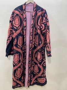 Broderie Coton Suzani Veste Long Kimono avec Ceinture Manteau D'hiver Indien Coton Broderie Vêtements D'été - Product Image 5