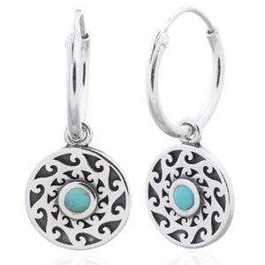 ต่างหูสเตอร์ลิงประดับหินสีเขียวสไตล์ชนเผ่าสำหรับงานเลี้ยงหรือเป็นของขวัญ - Product Image 1