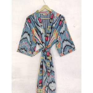 Albornoz Kimono de terciopelo hecho a mano indio para mujer, Maxi vestido de bajo precio, ropa de dormir para verano, Primavera, mayorista, ropa de dormir para mujer - Product Image 5
