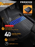 Tapis de sol de voiture universels Teamcar Full Set 4D en PVC carbone noir-bleu, inodores, imperméables et antidérapants pour tous les modèles