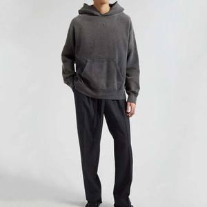 Alta calidad personalizada de gran tamaño hombros caídos bolsillo algodón polar hombres sudaderas con capucha transpirables lavado ácido sudaderas básicas - Product Image 2