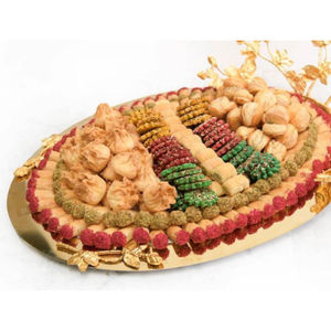 Metal <b>Chocolate</b> Serving Tray <b>Luxury</b> Gold-Plated <b>Chocolate</b> Tray With Floral Design Perfect For Weddings Parties & Any Events - Product Image 1