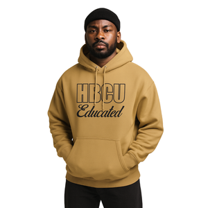Old Gold Men HBCU Educated Pullover Hoodie Chenille negro y diseño bordado Greek Life Apparel Ropa universitaria personalizada - Product Image 1