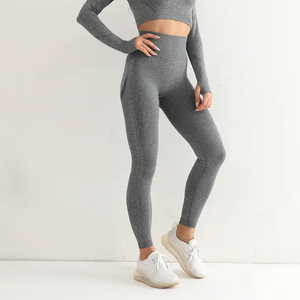 Service OEM d'évacuation de l'humidité Leggings de yoga à taille haute élastique pour femmes Pantalon de gym Vêtements de fitness Legging sans couture Pantalon serré pour femmes - Product Image 4