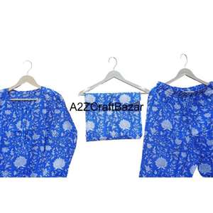 Conjunto de Pijama de Verano Floral Transpirable Hecho a Mano con Cuello Suave para Damas de Honor, 100% Algodón Puro para Verano e Invierno - Product Image 4
