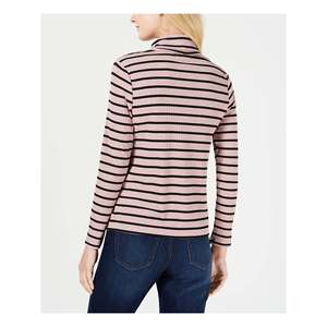 Maglia a Collo Alto a Righe Chic da Donna Charter Club, Disponibile in Rosa, Taglie dalla Petite alla Large XL - Lino, Chiffon, Lavorato a Maglia con Logo - Product Image 2