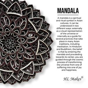 Décoration murale en bois Mandala blanc et rouge-marron Art déco Design artisanat en bois pour anniversaire ornement suspendu à la main - Product Image 3