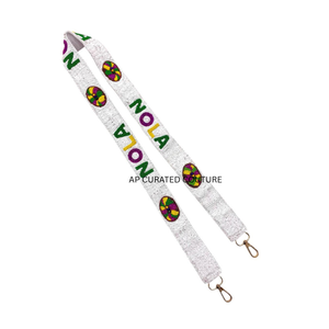 Mardi Gras hecho a mano con cuentas correa de hombro ajustable algodón monedero Cinturón brillante colorido Mardi Gras accesorio - Product Image 4