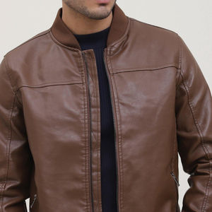 Veste en cuir PU personnalisable par le fabricant direct, marron, manches longues, style streetwear d'hiver, vêtements de neige, broderie marin - Product Image 2