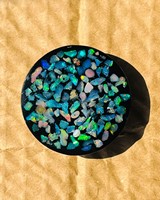 Ópalo Natural Doble, Gema Redonda Pequeña de 70 a 100 Ct, Ópalo de Fuego Negro, Piedra Suelta para Joyería, Rafay Gemstone