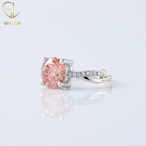 Vente chaude 14K Or Blanc 1.5CT Coupe Ronde Lab Cultivé Morganite Rose Couleur Twisted Solitaire Avec Accent Bague de Fiançailles - Product Image 6