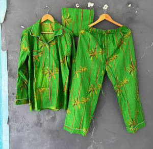 Conjunto de pijama de algodón hecho a mano para mujer, ropa de dormir informal transpirable para todas las estaciones, ropa durante todo el año - Product Image 1