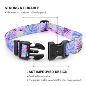 Custom <b>Personalized</b> Floral Print Adjustable <b>Dog</b> <b>Collar</b> Breathable Comfort Polyester Buckle Closure for Small <b>Dogs</b> All Seasons - Product Image 6