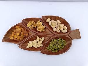 Bandeja de Madera Artesanal en Forma de Hoja para Servir Frutos Secos, Nueces, Aperitivos, Decoración Festiva, Vajilla de Cocina, Uso Doméstico, Idea de Regalo - Product Image 2