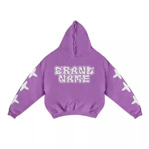 Logo personnalisé de haute qualité unisexe épais polaire chenille Patch brodé pullover sweats à capuche surdimensionnés - Product Image 4