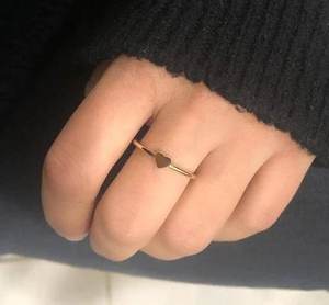 Heart Shape Trendy Minimalist Engagement <b>Band</b> Solid 925 Sterling <b>Silver</b> 18k Gold Plated Women's <b>Wedding</b> Party Anniversary - Product Image 3