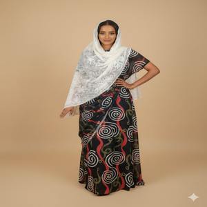 Tissu de robe tissé jacquard somalien luxueux de la collection Empress pour Dirac avec des motifs de lignes ondulées en spirale, origine Inde - Product Image 1