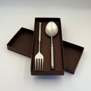 Ensemble de 2 serveurs à salade en acier inoxydable finition polie avec boîte de haute qualité pour la maison et la cuisine des restaurants - Product Image 6