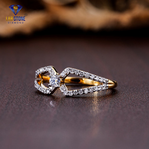 Lab-Stone Party Wear Bague en diamant 0.32 TDW Diamant taille ronde Or jaune Couleur EF-VS - Product Image 2