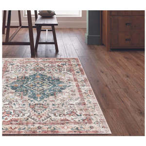 Vintage Washable <b>Flat</b> Weave <b>Rug</b> for Living Room Hallway Large Areas-Machine Made Fur Material Rectangle Puzzle Pattern - Product Image 2
