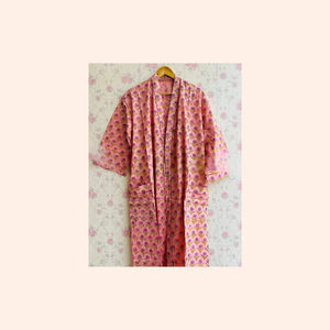 Bata de algodón estampada a mano para dama de honor, kimono de algodón para ella - Product Image 5