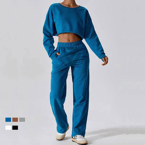 Women's Eco-Friendly Breathable Vintage Style Two-Piece Tracksuit Set <b>Zip</b>-<b>Up</b> <b>Jacket</b> Flared Pants Spandex/Cotton Fleece Lining - Product Image 2