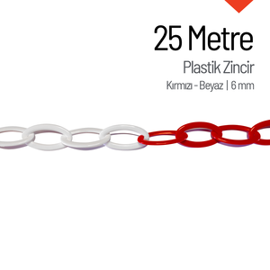 6mm Red-White Plastic Chain-<b>25m</b> for Traffic Barriers - Product Image 3
