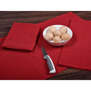 HOME TEXTILE PRODUCTS de 4pcs 15 "X25" rouge solide teint gaufré torchons 100% coton 180-200 GSM fabriqué en Inde par l'exportateur - Product Image 2