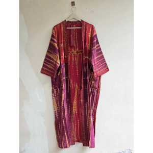 Kimono de seda bohemio teñido a mano para mujer, vestido de descanso para festivales, pareo para traje de baño - Product Image 2