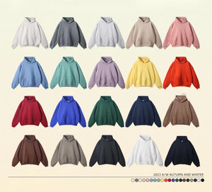 Sweats à capuche d'hiver 100% coton avec motifs solides brodés Sweatshirts chauds avec col en tissu jersey à capuche - Product Image 3