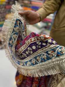 Recién llegado, ropa de boda de lujo hecha a mano, bloque de seda junto con tela de Chal turco de oro rosa indio, seda mediana | Ssumaira - Product Image 3