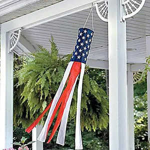 Drapeau américain brodé, dériveur de vent de 60 pouces, robuste, à suspendre en extérieur, pour le 4 juillet, rouge, blanc et bleu, patriotique - Product Image 5