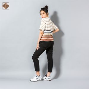 OEM ODM Taiwan Made Eco-Friendly Summer Loose Fit <b>Striped</b> Print Casual <b>T</b>-<b>shirt</b> <b>for</b> <b>Men</b> and Women - Product Image 5